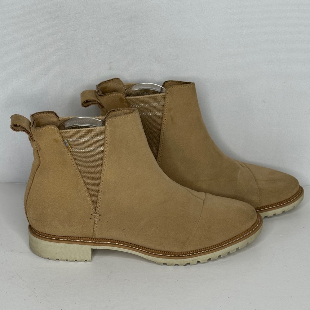 Toms Cleo Ankle Booties‎ Desert Tan Suede Waterproof Ortholite Boho Sz 7.5
